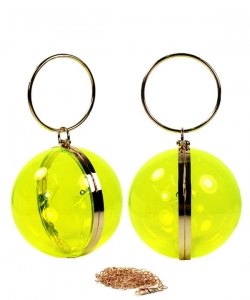 Transparent Round Shaped Clutch Bag 6318 YELLOW
